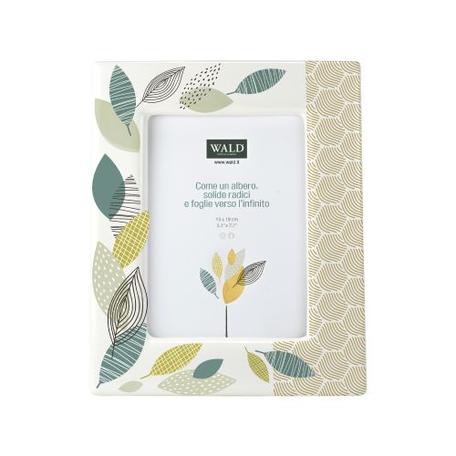 Portafoto rettangolare in kergres decoro foglie