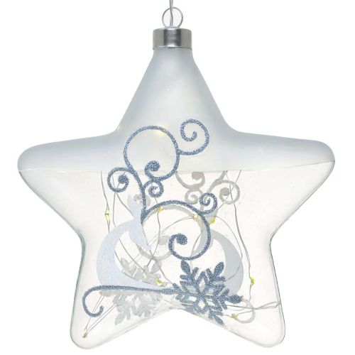 Decorazione stella led da appendere dettagli argento