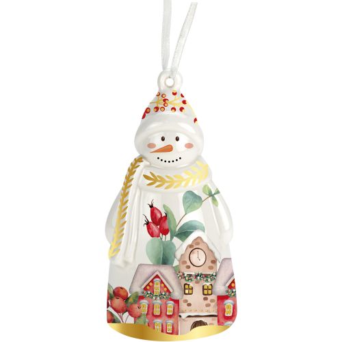 Addobbo campanella in porcellana "pupazzo di neve"