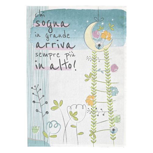 Set 2 strofinacci 100% cotone decoro primavera+chi sogna