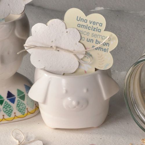 Cagnolino colore bianco con carta piantabile - 2 pz.