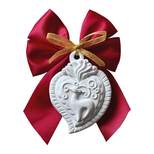 Addobbo cuore con nastro rosso e profumo 5 ml