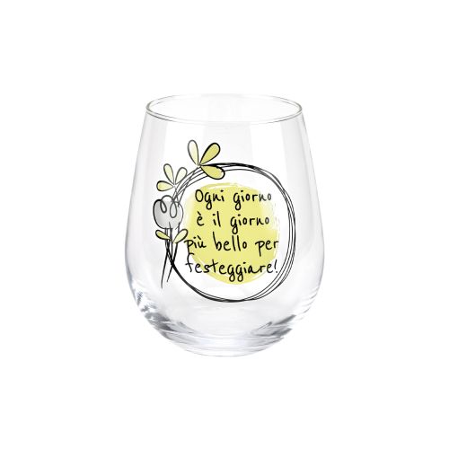 Set 2 bicchieri in vetro decoro "ogni giorno"