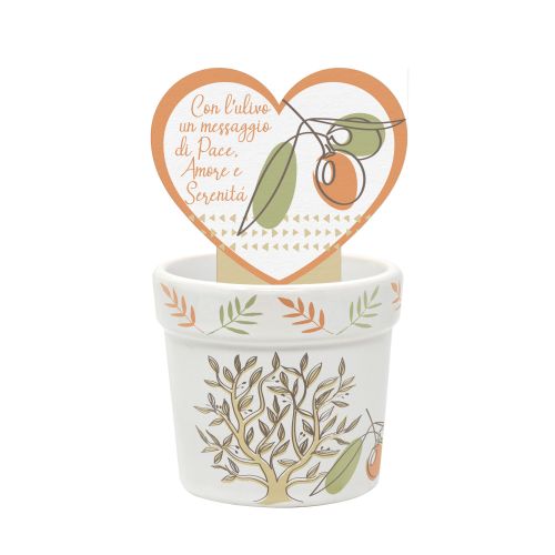 Cachepot in kergres decoro albero d'ulivo
