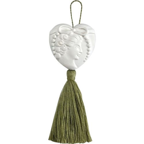 Decorazione cuore cameo con mappo verde - 6 pz.