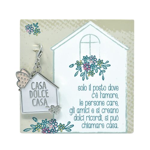 Biglietto con ciondolo "casa dolce casa"