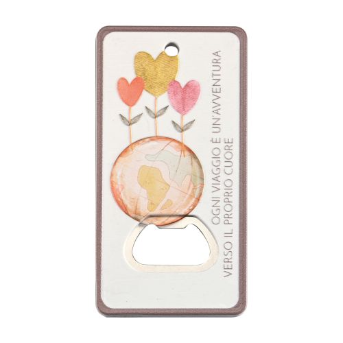 Apribottiglia/magnete in resina decoro mondo