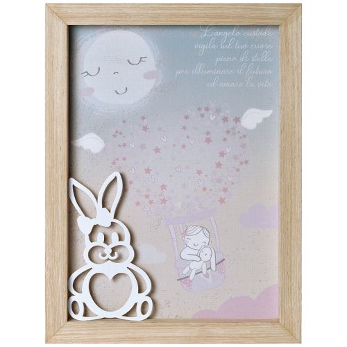 Quadretto angelo custode colore rosa