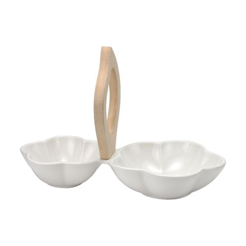 Bolo fiori con 2 scomparti e manico in bamboo