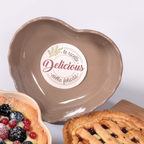 Pirofila cuore colore tortora - 2 pz.
