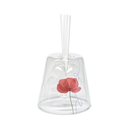 Bottiglia/vaso vetro borosilicato per profumo ambiente decoro fiore