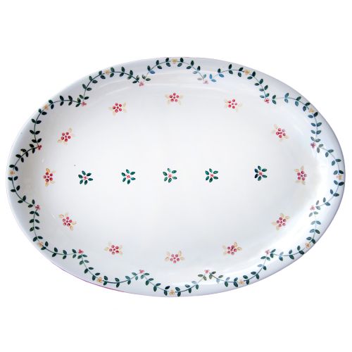 Piatto portata ovale in kergres decorato a mano