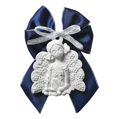 Addobbo angelo con nastro blu e profumo 5 ml