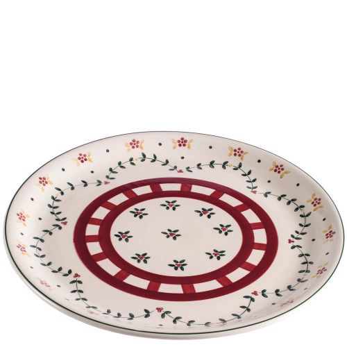 Piatto portata rotondo in kergres decorato a mano