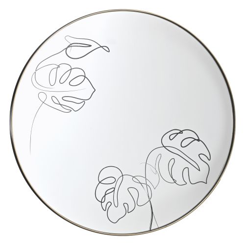 Specchio da parete rotondo decoro "foglie"