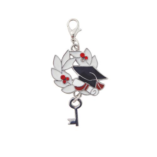 Charm corona alloro con chiave - 6 pz.