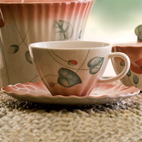 Tazza con piatto decorata - 2 pz.