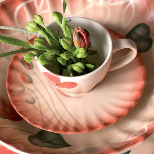 Tazza caffè con piatto decorata - 6 pz.