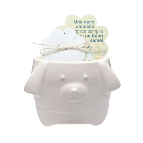 Cagnolino colore bianco con carta piantabile - 2 pz.