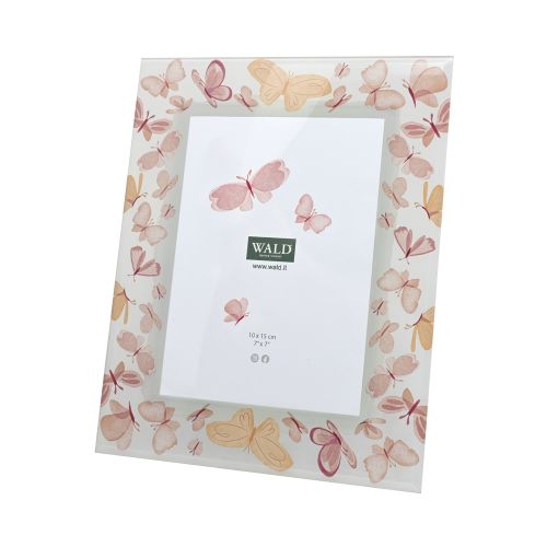 Portafoto grande in vetro con farfalle pesca