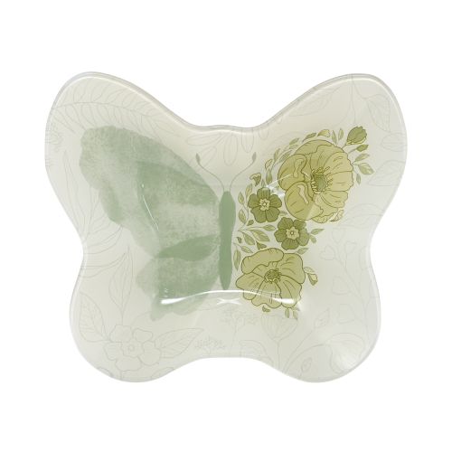 Portadolcezze farfalla in vetro con disegno farfalla e fiori verde