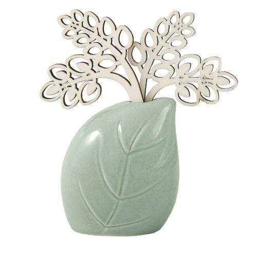 Profumatore foglia con diffusore fiori legno - 2 pz.