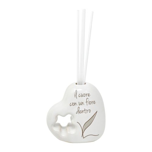 Profumatore in kergres forma cuore decoro fiore+profumo 30ml