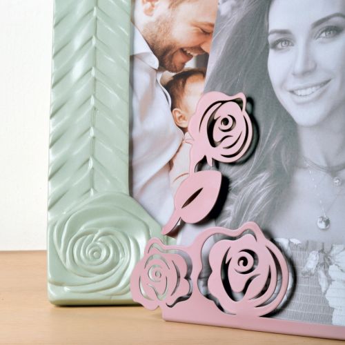 Portafoto con rose rosa antico