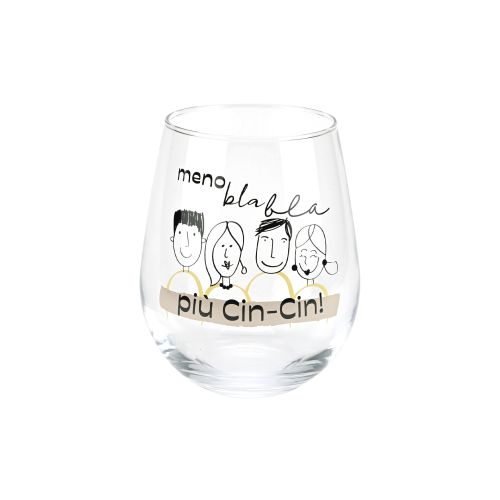 Set 2 bicchieri in vetro decoro "cin cin"