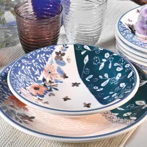 Piatto fondo decoro acquerello - 6 pz.