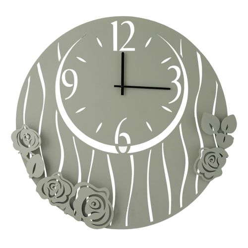 Orologio da parete con fiori in metallo traforato scuro