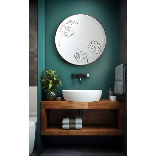 Specchio da parete rotondo decoro "foglie"