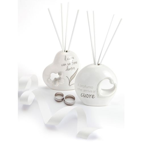 Profumatore in kergres forma cuore decoro fiore+profumo 30ml