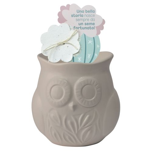 Gufo colore tortora con carta piantabile