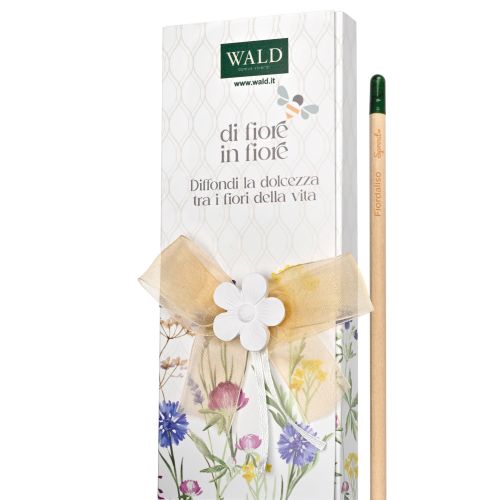 Scatola con matita piantabile e gesso fiore