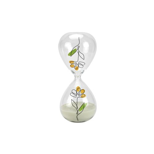 Clessidra grande vetro borosilicato decoro fiore
