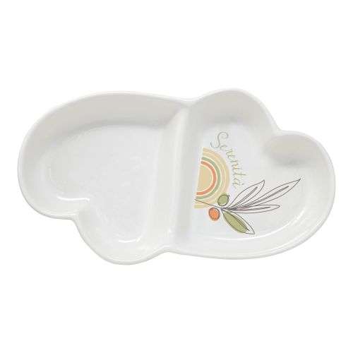 Contenitore 2 scomparti a forma di cuori decoro olive