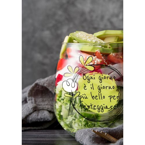 Set 6 bicchieri in vetro decoro "ogni giorno"