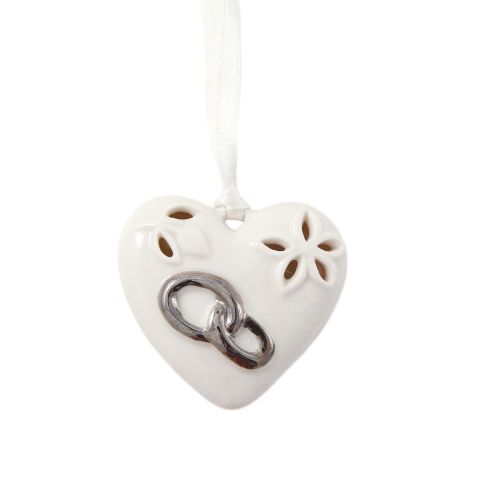 Addobbo Cuore con Fedi Argento