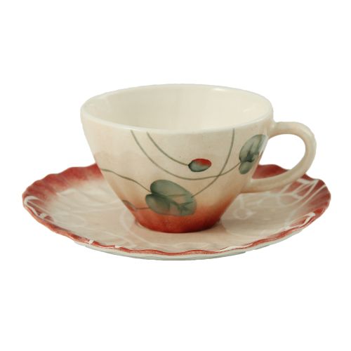 Tazza con piatto decorata - 2 pz.