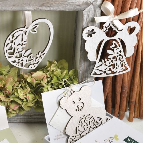 Decorazione angelo in legno con carta piantabile