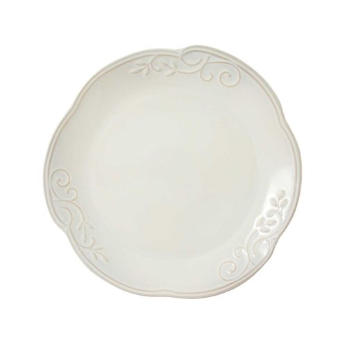 Piatto piano bianco, con sfumature tortora sul bor - 6 pz.