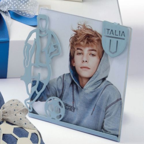 Portafoto calciatore colore azzurro - 2 pz.