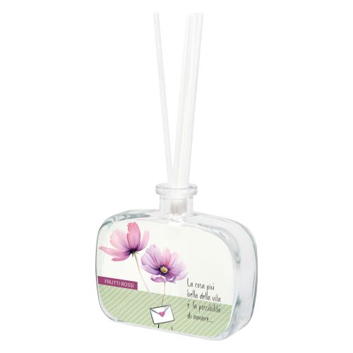 Profumatore in vetro fragranza frutti rossi decoro fiori