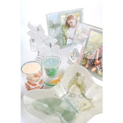 Portadolcezze farfalla in vetro con disegno farfalla e fiori verde