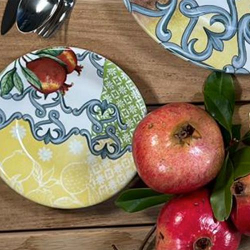 Piatto frutta decoro mediterraneo - 6 pz.