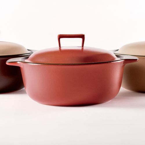 Casseruola cm 24 c/ cop.col.rosso per fiamma