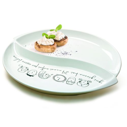 Piatto a scomparti in porcellana decoro "minimal"