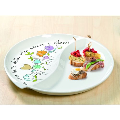 Piatto a scomparti in porcellana decoro "natural"