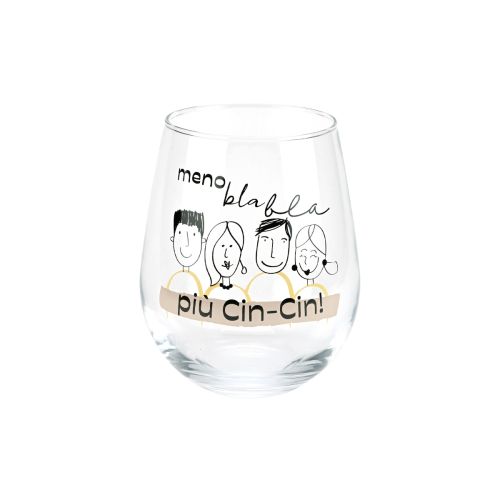 Set 6 bicchieri in vetro decoro "cin cin"